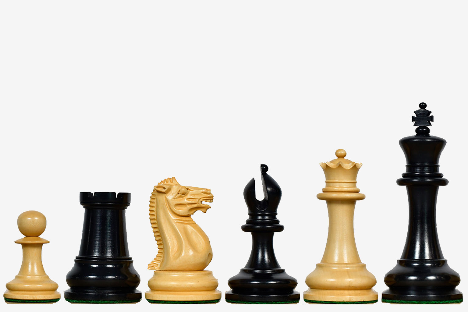 Reproduced 1849 Original Staunton Pattern Wooden Heavy Chess Pieces in Ebony / Boxwood with King Side Stamping - 3.75" King