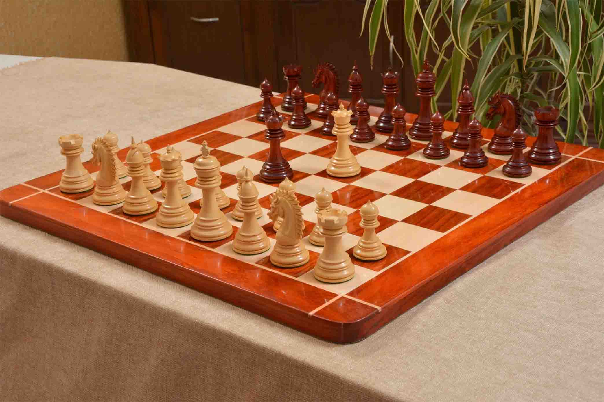 Ferocious Elite Chess Pieces Bud Rosewood 4.3" with Board