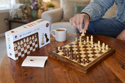 Travel Series Folding Magnetic Lacquer Chess Set in Sheesham & Maple Wood - 10 Inch Portable Board
