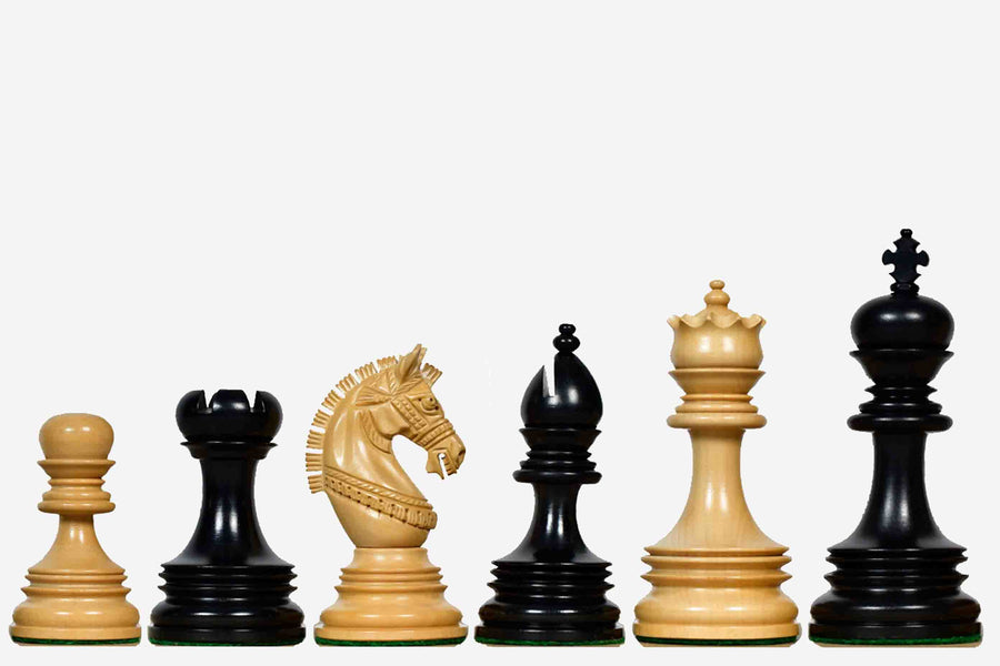Indian Chetak II Lead Weighted Chess Pieces Ebony 4.3" Extra Queens