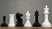 Staunton Chess Pieces in Black & White Painted Wood (4.5" King)