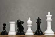 Staunton Chess Pieces in Black & White Painted Wood (4.5" King)