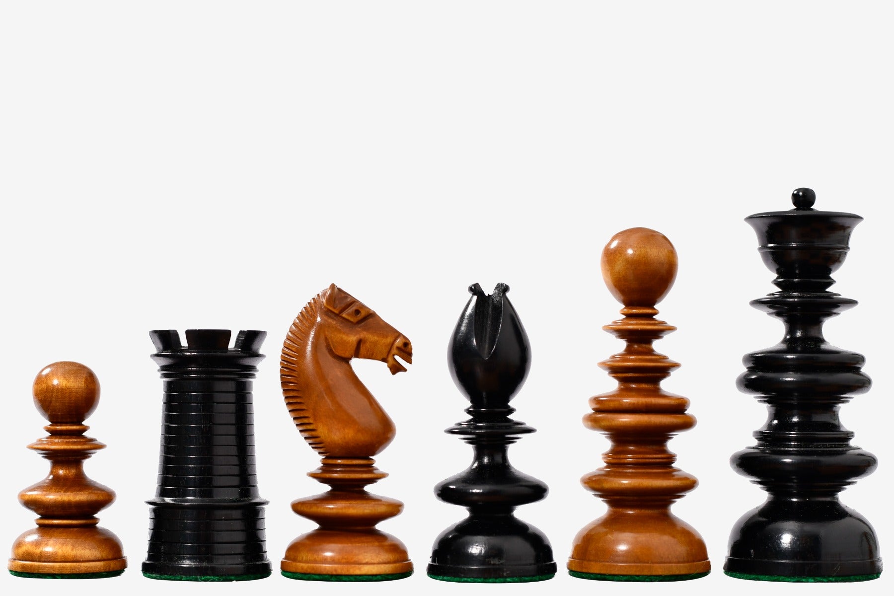 Circa 1840 Pre-Staunton Calvert Library Chess Pieces Ebony & Antiqued - 3.3"- King
