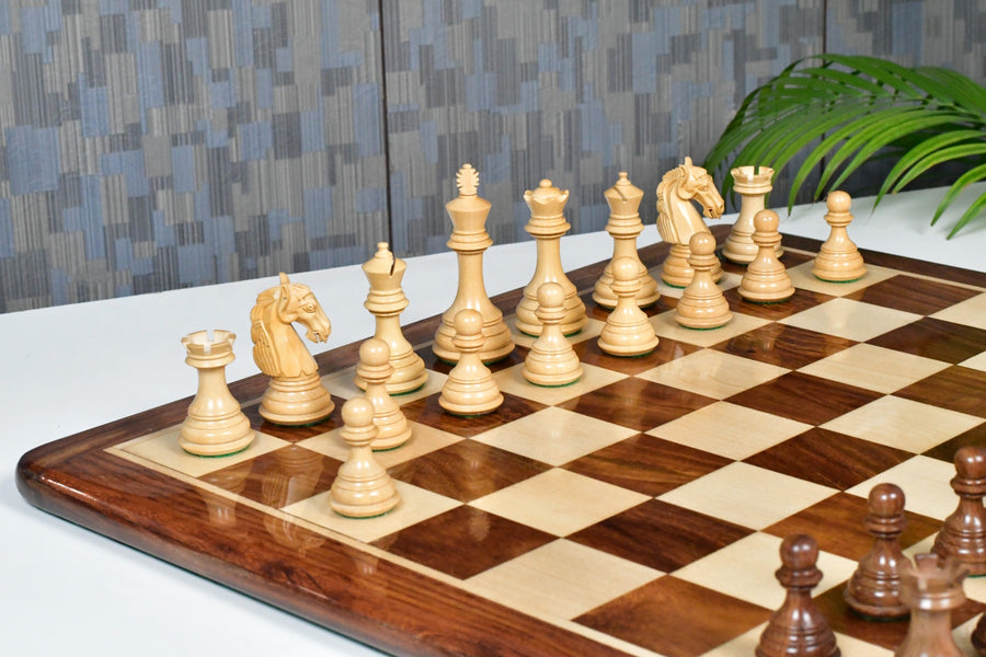 Columbian Staunton Chess Pieces in Sheesham Wood & Boxwood 3.8" with Chess Board
