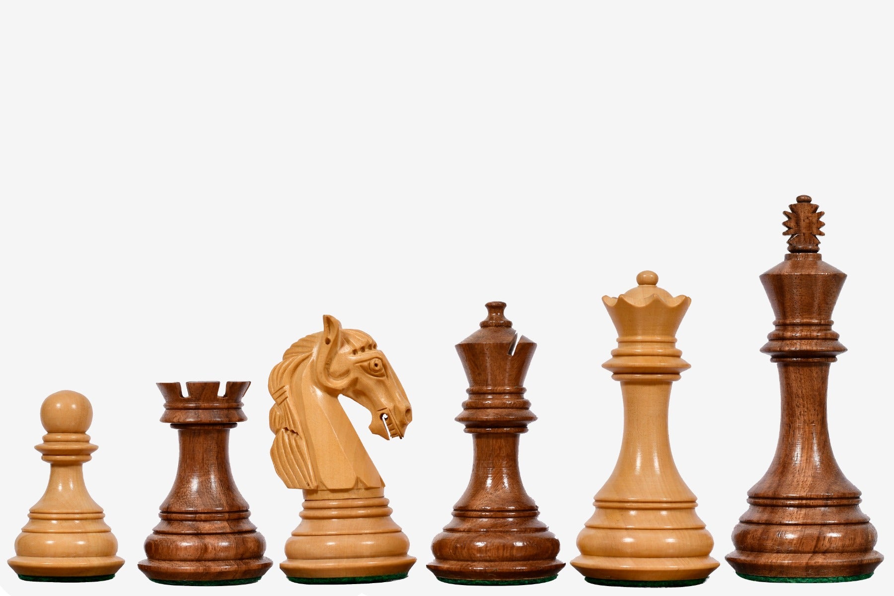The New Columbian Staunton Series Chess Pieces in Sheesham & Boxwood - 3.8" King