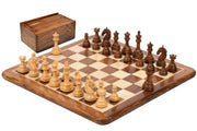 Combo The New Columbian Staunton Series Chess Pieces in Sheesham & Box wood - 3.8" King with Board & Box