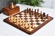 Classic Cone Shaped Chess Pieces in Sheesham Wood with Wooden Chess Board and Storage Box