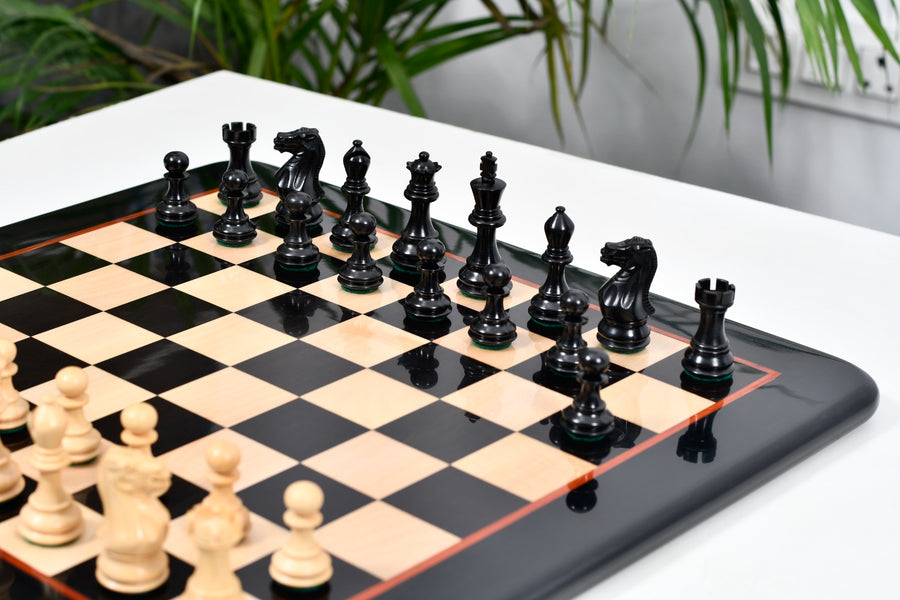 Contemporary Staunton Ebony Chess Pieces 3.0" with 18" Ebony Board