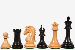 The Craftsman Knight Staunton Chess Pieces in Ebonized Wood & Boxwood - 3.9" King - Shop Now