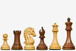 Craftsman Knight Staunton Chess Pieces in Sheesham & Boxwood - 3.9"- King