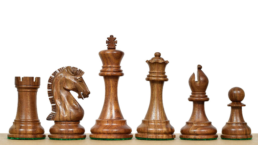 Craftsman Knight Staunton Chess Pieces in Sheesham & Boxwood - 3.9"- King