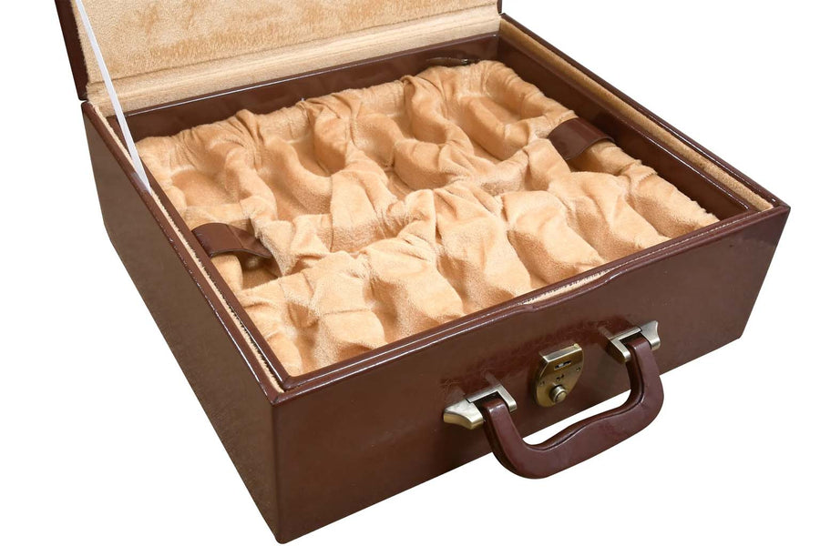 Leatherette Chess Coffer Hi-Gloss Crocodile Finish for 4.2"-4.7" Pieces