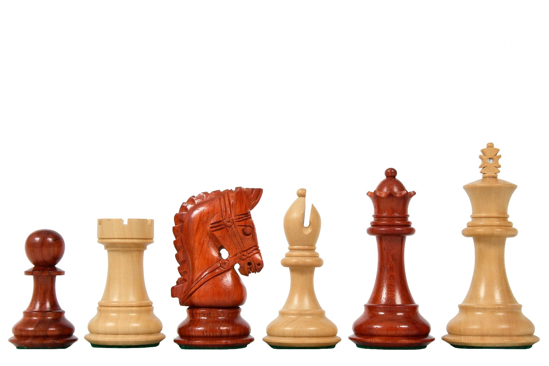 The Bridle Series Wooden Chess Pieces in Bud Rose & Box Wood - 3.58" King