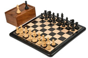 Combo of Desert Gold Series Chess Pieces in Ebonized Boxwood - 4.0" King with Board & Box