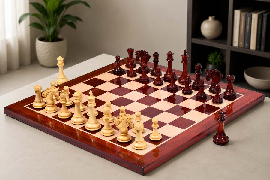 Pegasus Series Artisan Chess Set ver 2.0 in Padauk Wood / Boxwood - 4.6" King with Board