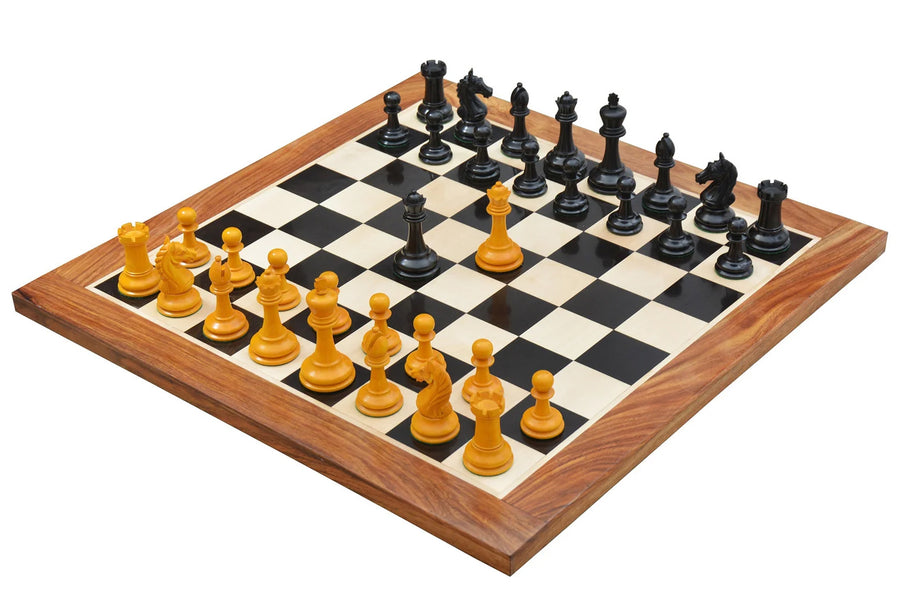 Ancient Indian Warrior Luxury Chess Pieces Ebony Antiqued 4" Board