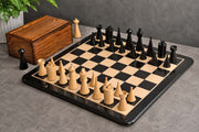 1940s Art Deco Series Chess Pieces Ebonized Boxwood  -3.8" King with Box & Board
