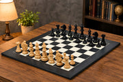 Bridle Series Chess Pieces Ebony & Boxwood 4.8" with Black Anigre Board