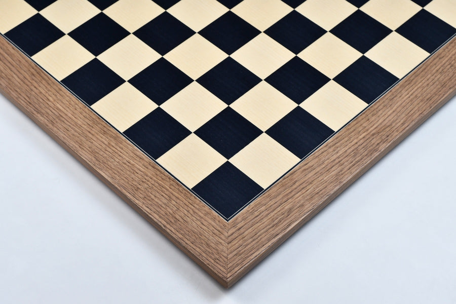 Wooden Deluxe Black Dyed Poplar & Sycamore with Matte Finish Chess Board 24" - 60 mm - CHESSBAZAAR