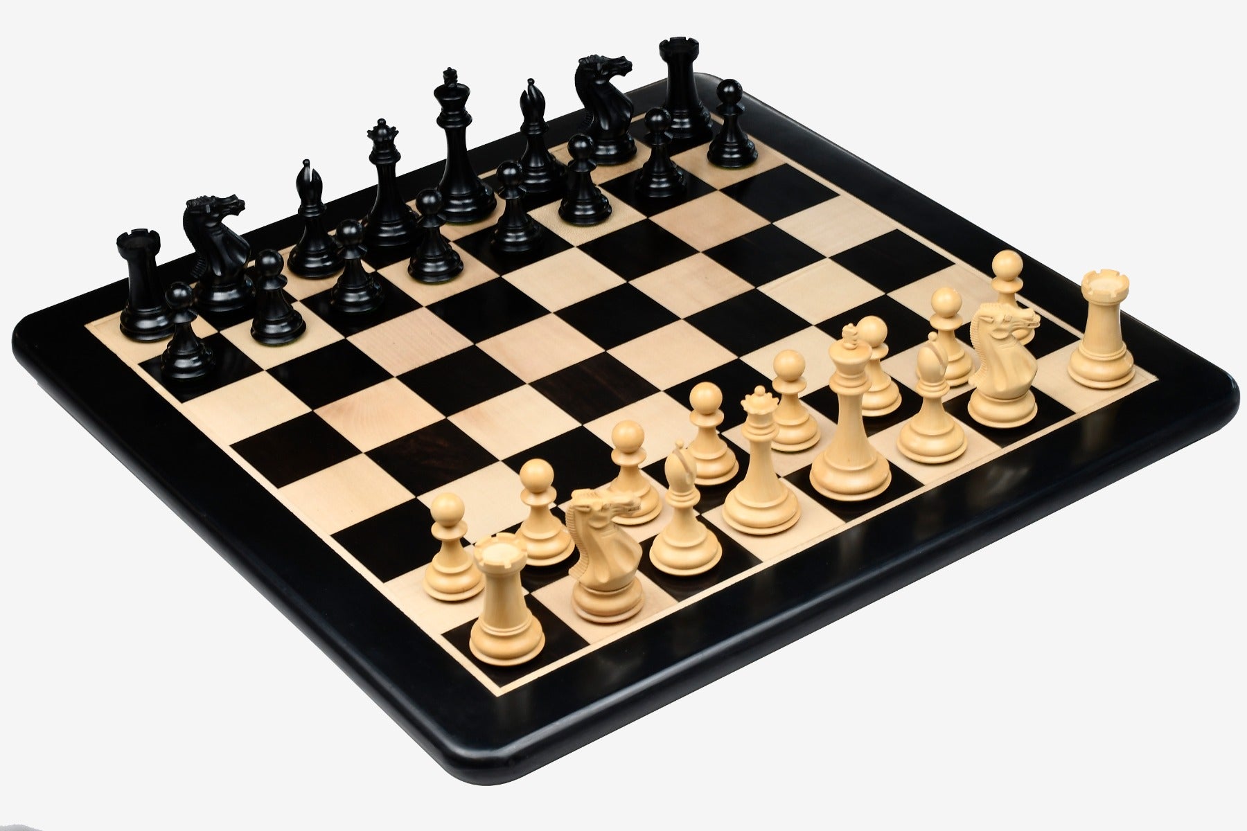 Dominator Weighted Chess Pieces in Ebony/Boxwood with Board - 4.0" King