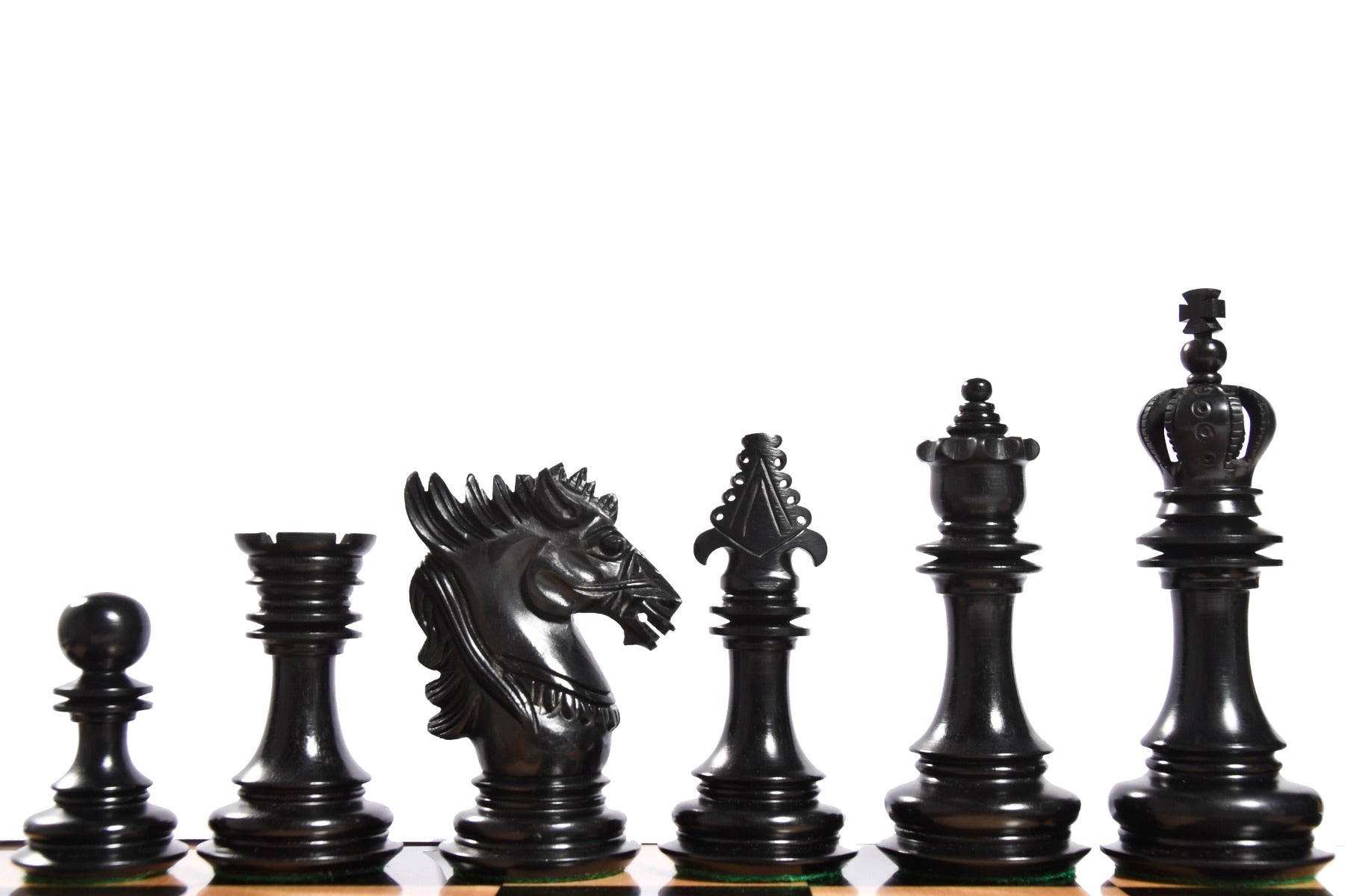 The Dragon Knight Series Wooden Chess Pieces Carved in Ebony / Boxwood  - 4.7" King