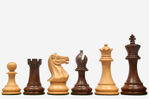 The Professional Series Tournament Staunton Weighted Chess Pieces in Sheesham and Boxwood - 3.8" King