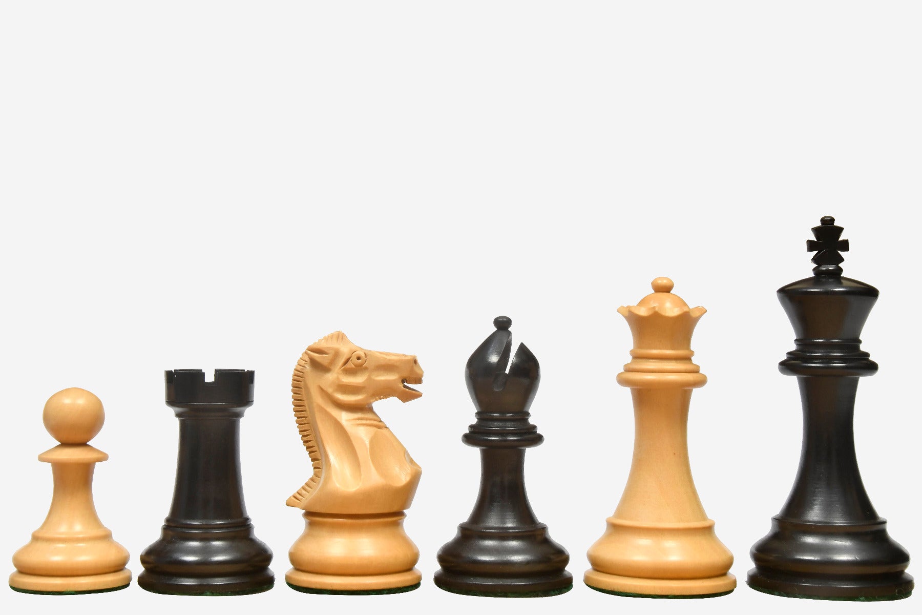 The Professional Series Tournament Staunton Weighted Chess Pieces in Ebonized and Boxwood - 3.8" King