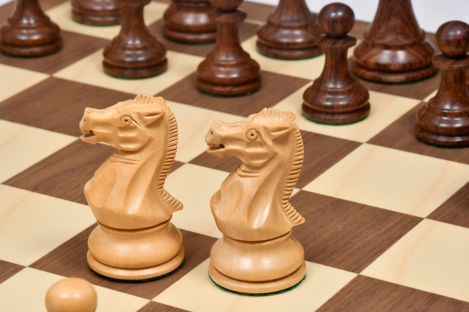 The Professional Series Tournament Staunton Weighted Chess Pieces in Sheesham and Boxwood - 3.8" King