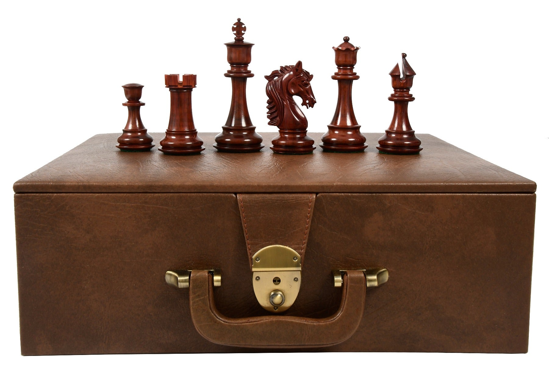 Combo of The French Warrior Luxury Chess Pieces in Bud Rose & Box Wood - 4.9" King with Storage Box