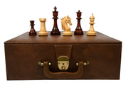 Combo of The French Warrior Luxury Chess Pieces in Bud Rose & Box Wood - 4.9" King with Storage Box
