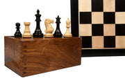 Combo of Desert Gold Series Chess Pieces in Ebonized Boxwood - 4.0" King with Board & Box