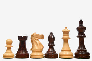 The American Staunton Series Weighted Tournament Chess Pieces in Rosewood & Box Wood - 4.1" King By Chessbazaar