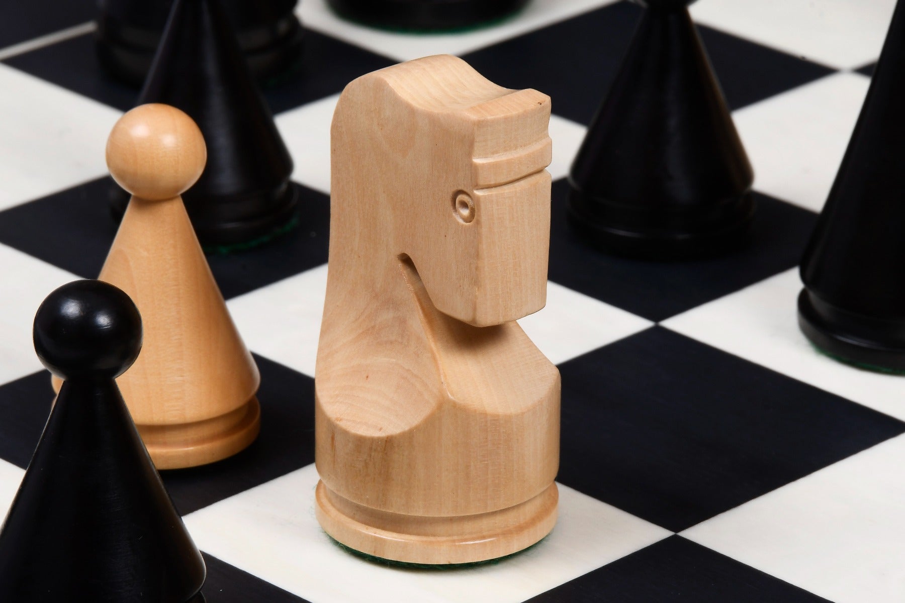 Classic Cone Shaped Chess Pieces Ebonized & Natural Boxwood 4.09"- King
