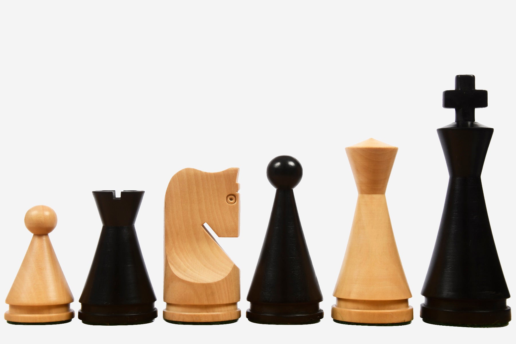 White & Black The Classic Series Cone Shaped Chess Pieces in Ebonized Boxwood & Natural Boxwood overview - 4.09" King By
Chessbazaar
