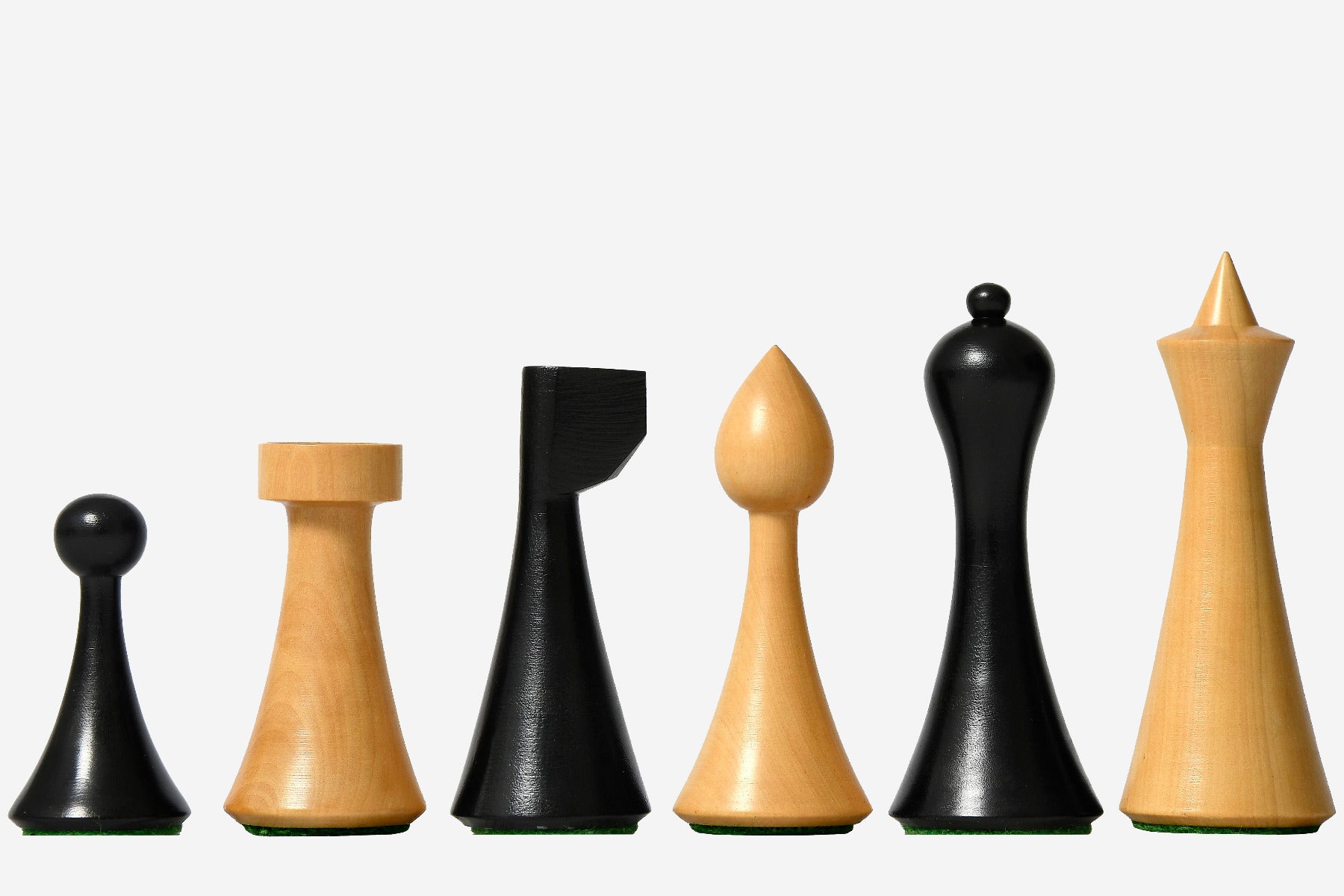 Minimalist Hermann Ohme Chess Pieces in Dyed Boxwood 3.75" King