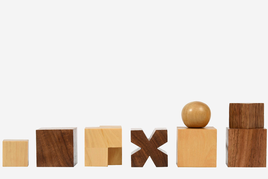 White & Brown Reproduced 1924 Bauhaus Geometrical Abstract Chessmen in Sheesham and Boxwood - 1.9" King By Chessbazaar