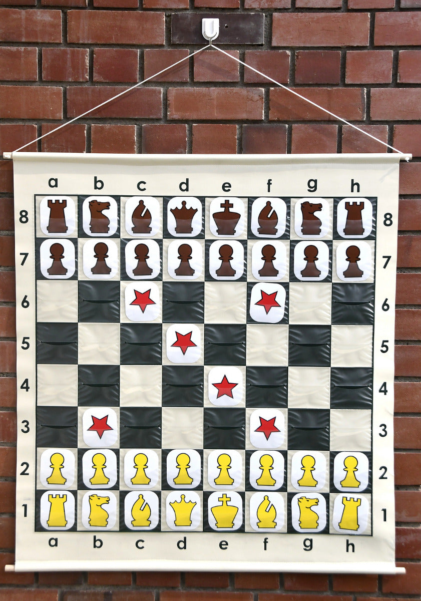 39" Vinyl Slot-In Chess Demo Board with Pieces & Black Carry Bag