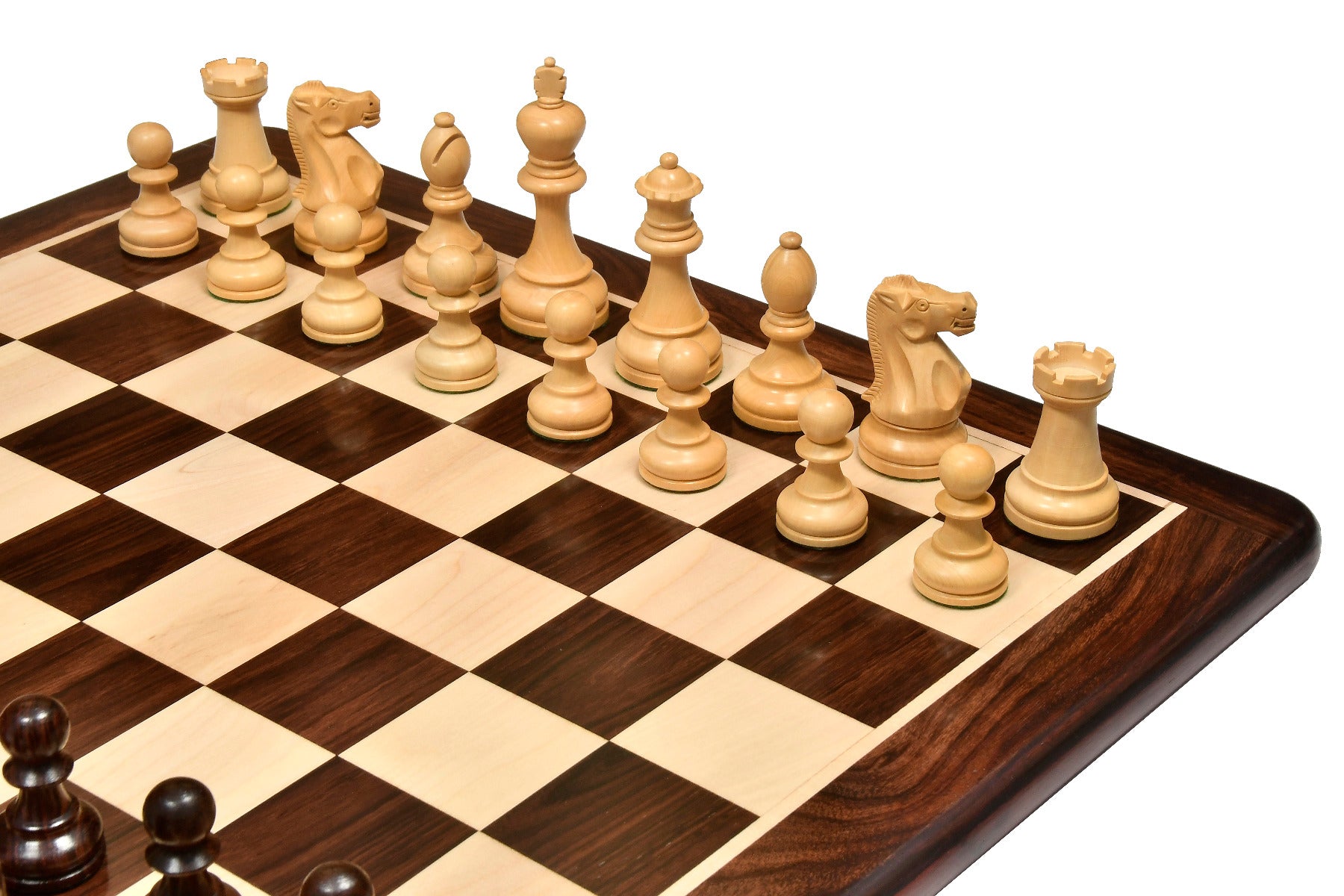 American Staunton Series Weighted Tournament Chess Pieces in Rosewood & Boxwood - 4.1" King