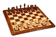 Combo of The Pegasus Series Artisan Staunton Chess Pieces ver 2.0 in Padauk Wood / Boxwood - 4.6" King with Wooden Solid Chess Board- 23"