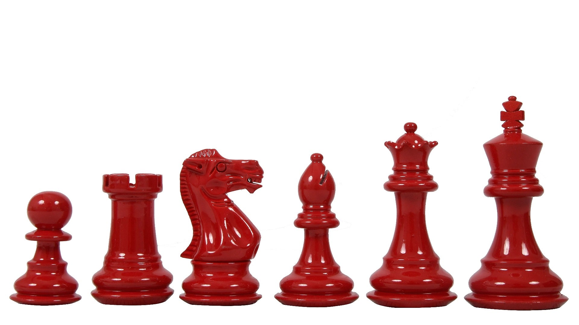 Staunton Chess Pieces Red & White Painted Wood 3.0" - Slightly Imperfect | CHESSBAZAAR