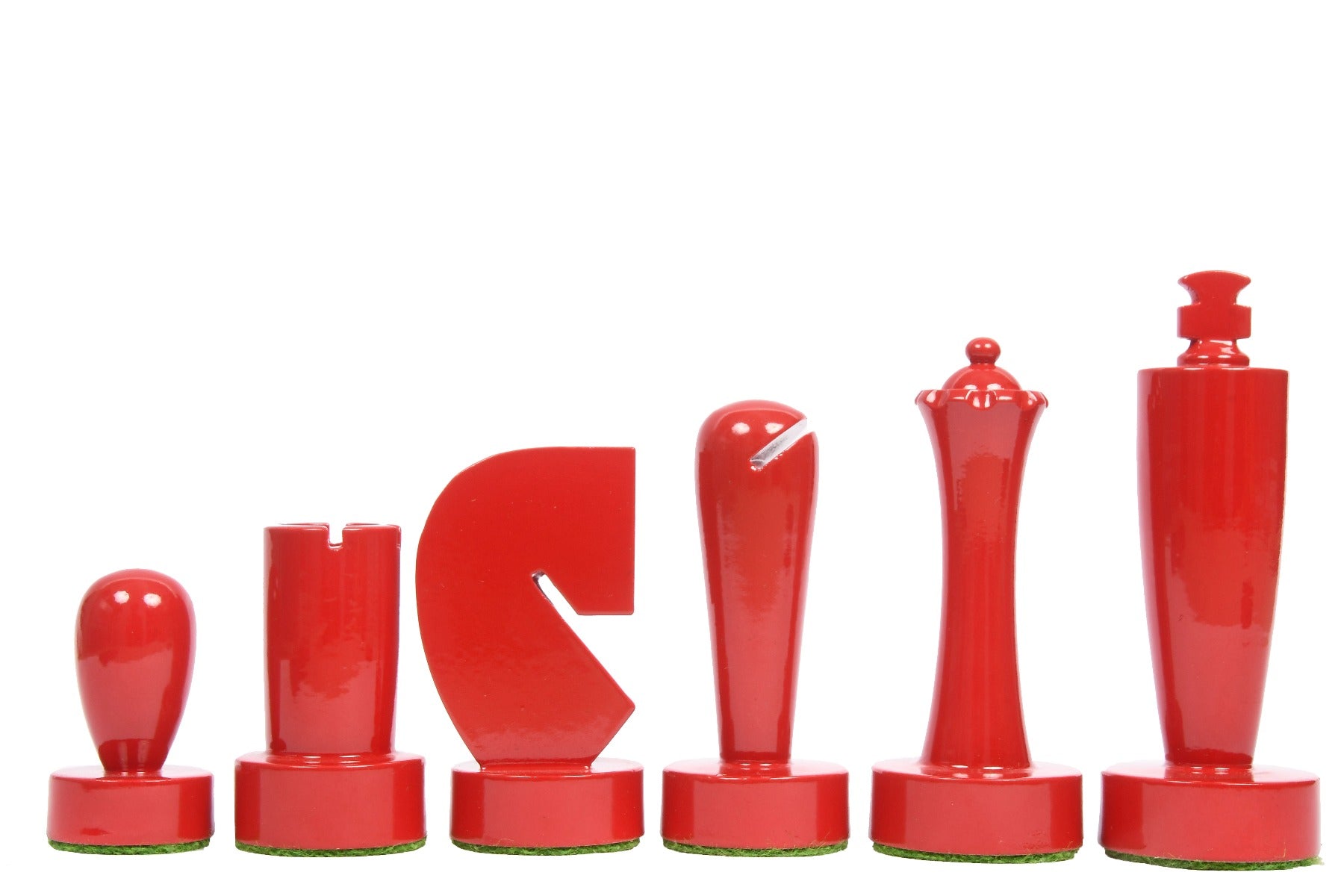 Berliner Series Modern Minimalist Chess Pieces in Red and Black Painted Box Wood - 3.7" King
