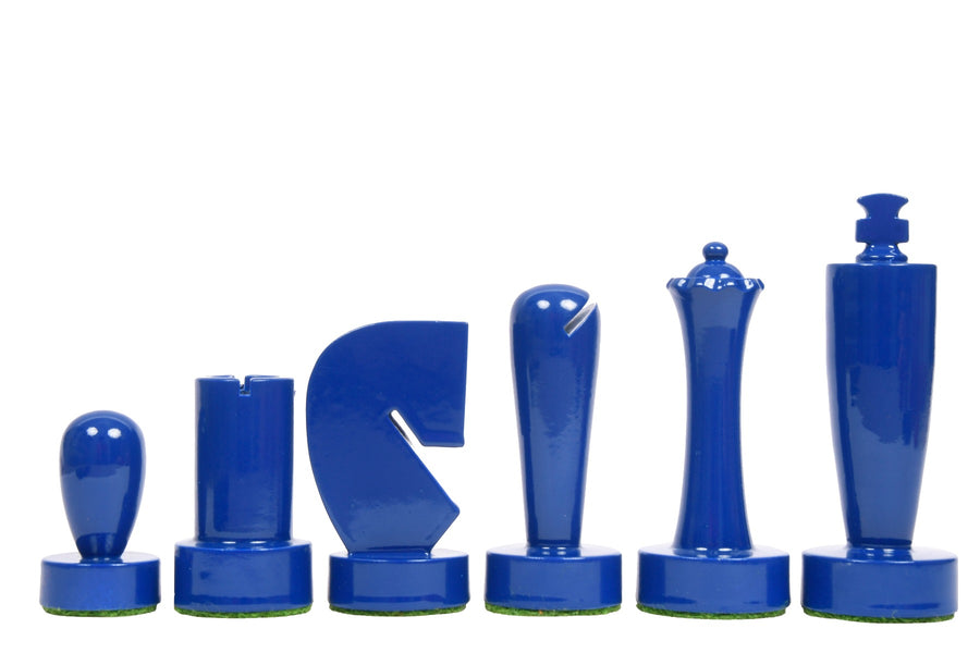 Berliner Minimalist Chess Pieces in Blue & White Painted Wood 3.7"- King