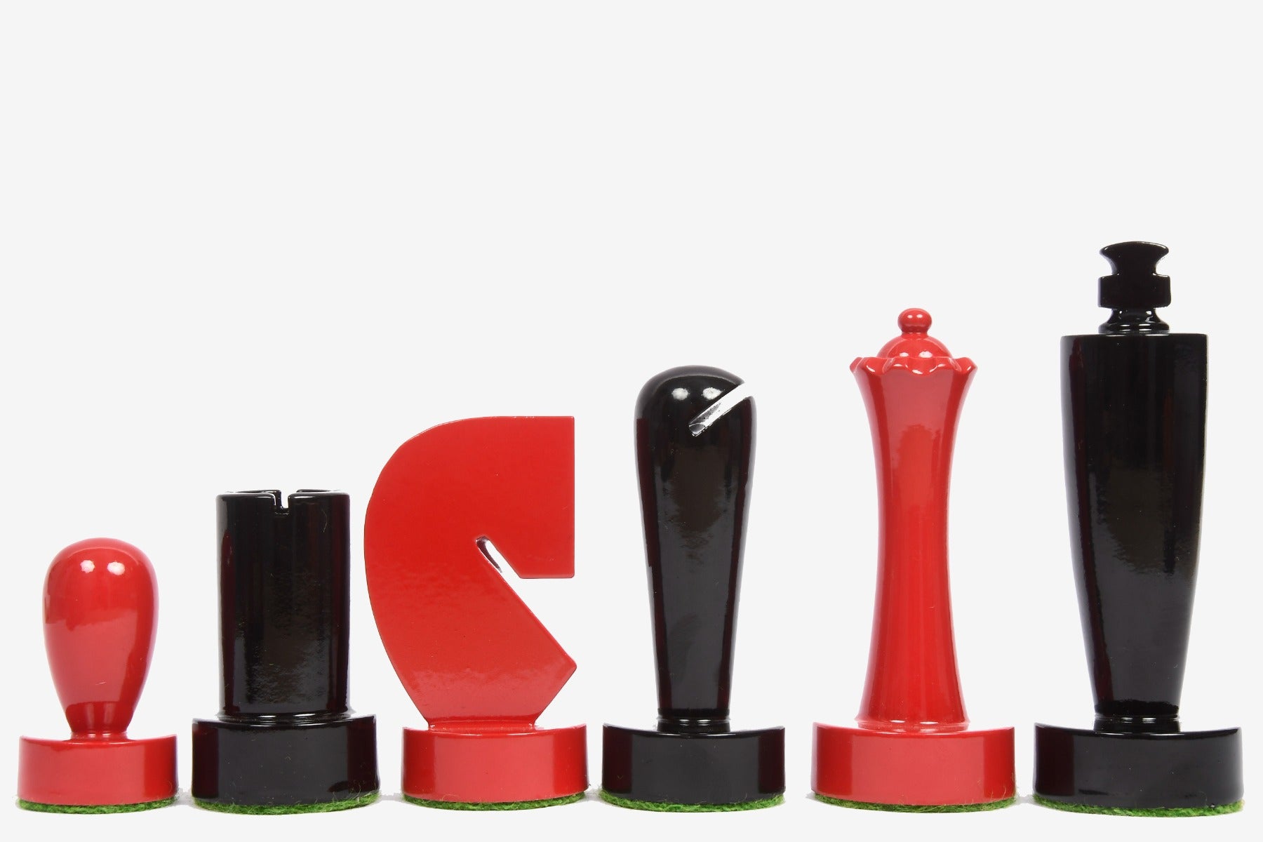 Berliner Series Modern Minimalist Chess Pieces in Red and Black Painted Box Wood - 3.7" King
