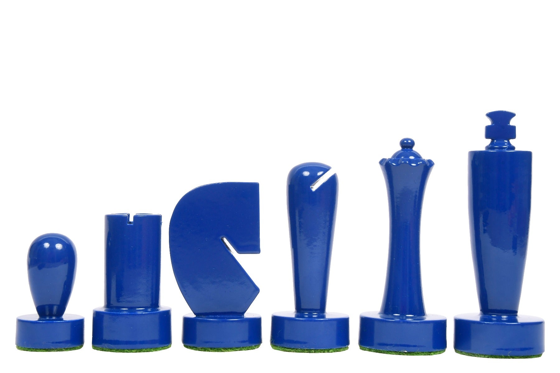 Berliner Series Modern Minimalist Chess Pieces in Blue and Black Painted Boxwood - 3.7" King