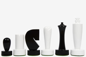 Berliner Series Modern Minimalist Chess Pieces in Black and White Painted Box Wood - 3.7" King