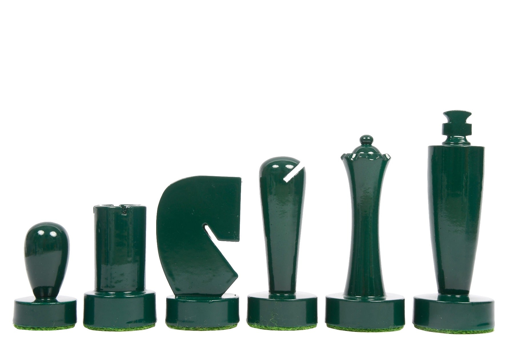 Berliner Series Modern Minimalist Chess Pieces in Green and Yellow Painted Box Wood - 3.7" King