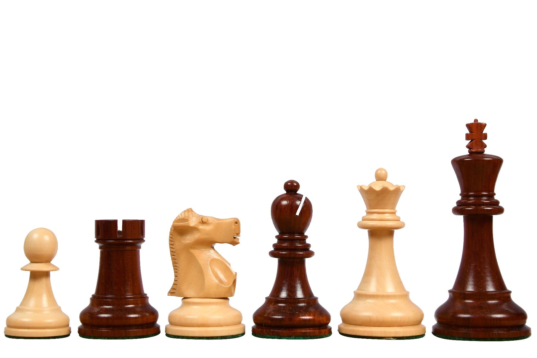 1972 Repro Fischer-Spassky Pattern Chess Pieces V2.0 in Bud Rosewood / Boxwood - 3.75" King with Box & Board