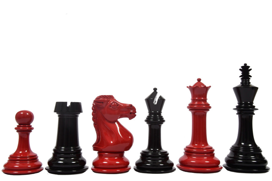 Slightly Imperfect Chess Pieces in Black Painted & Red Painted Boxwood- 4.5" King