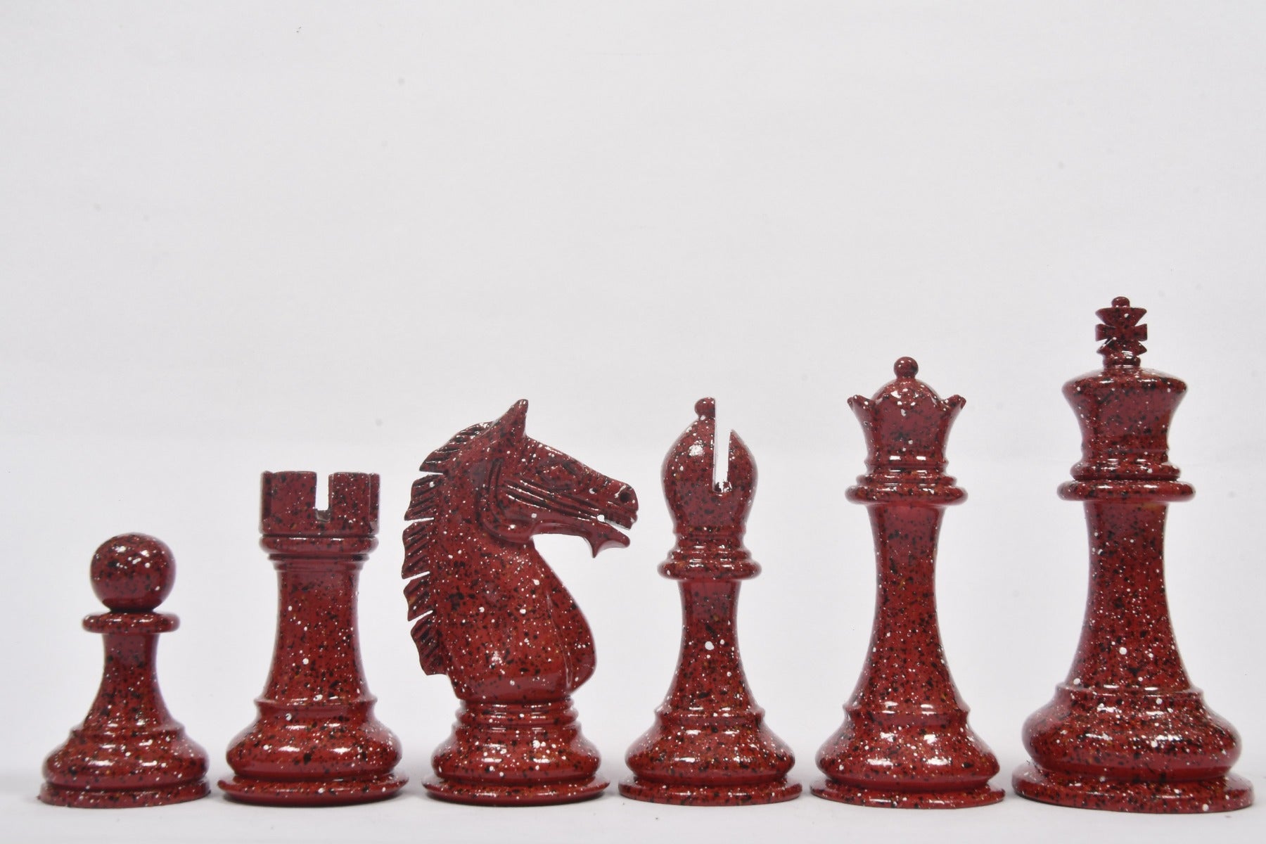 Slightly Imperfect Chess Pieces in Black Painted & Red Painted Boxwood- 4.3" King