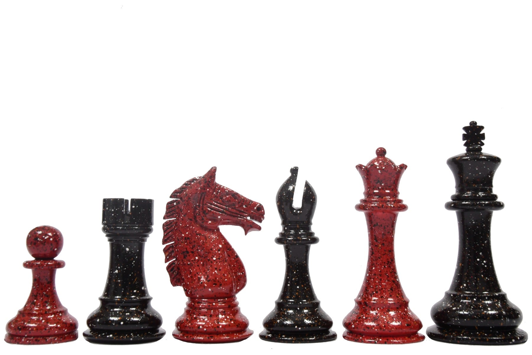 Slightly Imperfect Chess Pieces in Black Painted & Red Painted Boxwood- 4.3" King